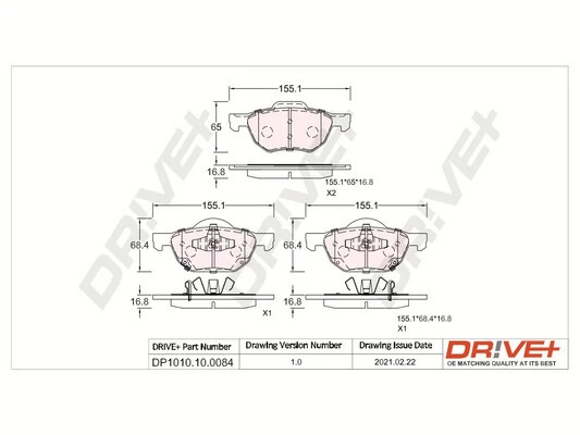 Dr!ve+ fékbetétkészlet, tárcsafék - DP1010.10.0084 - TothCarparts