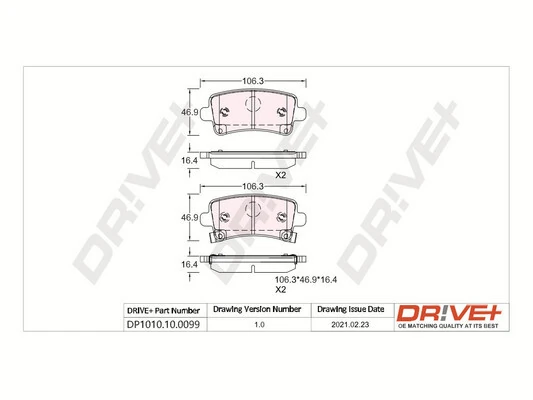 Dr!ve+ fékbetétkészlet, tárcsafék - DP1010.10.0099 - TothCarparts