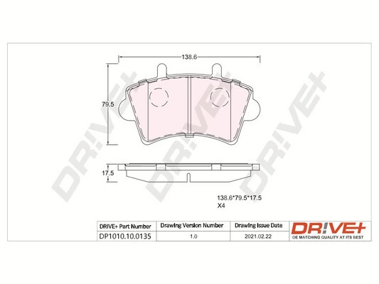 Dr!ve+ fékbetétkészlet, tárcsafék - DP1010.10.0135 - TothCarparts