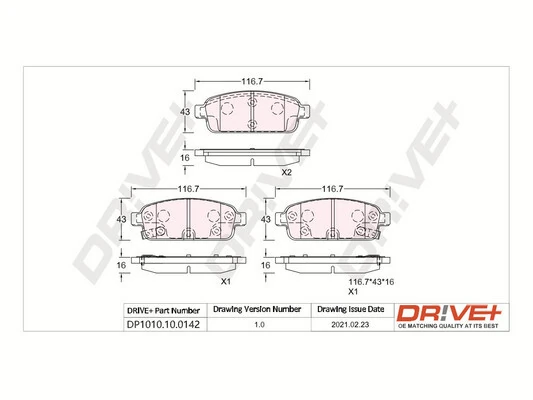 Dr!ve+ fékbetétkészlet, tárcsafék - DP1010.10.0142 - TothCarparts
