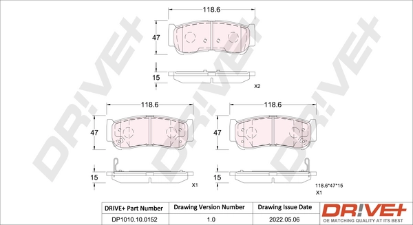 Dr!ve+ fékbetétkészlet, tárcsafék - DP1010.10.0152 - TothCarparts