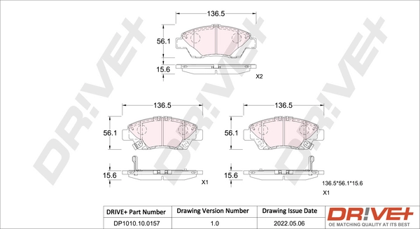 Dr!ve+ fékbetétkészlet, tárcsafék - DP1010.10.0157 - TothCarparts