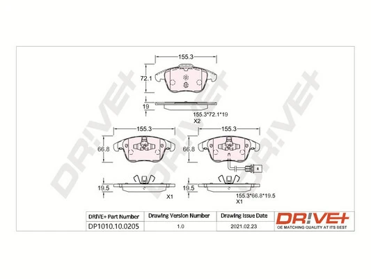 Dr!ve+ fékbetétkészlet, tárcsafék - DP1010.10.0205 - TothCarparts