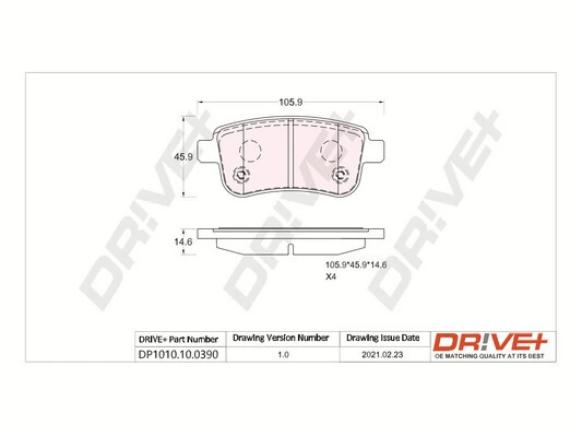 Dr!ve+ fékbetétkészlet, tárcsafék - DP1010.10.0390 - TothCarparts