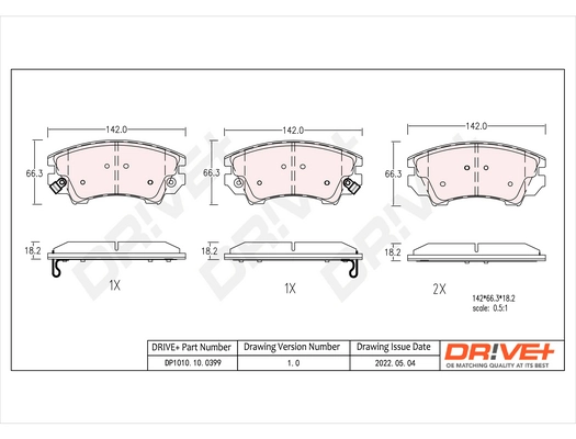 Dr!ve+ fékbetétkészlet, tárcsafék - DP1010.10.0399 - TothCarparts