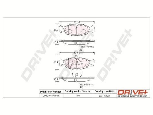 Dr!ve+ fékbetétkészlet, tárcsafék - DP1010.10.0551 - TothCarparts