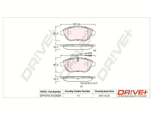 Dr!ve+ fékbetétkészlet, tárcsafék - DP1010.10.0659 - TothCarparts