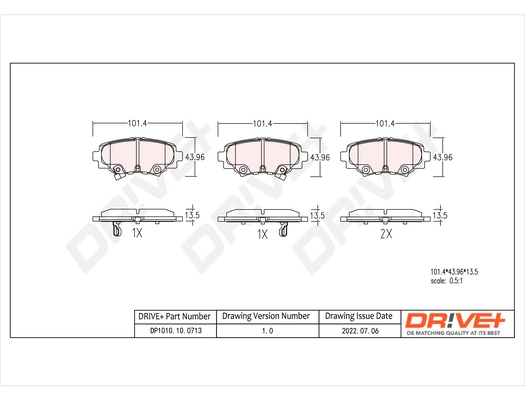 Dr!ve+ fékbetétkészlet, tárcsafék - DP1010.10.0713 - TothCarparts