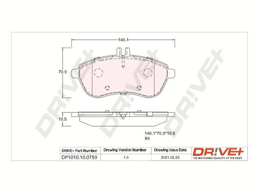 Dr!ve+ fékbetétkészlet, tárcsafék - DP1010.10.0759 - TothCarparts
