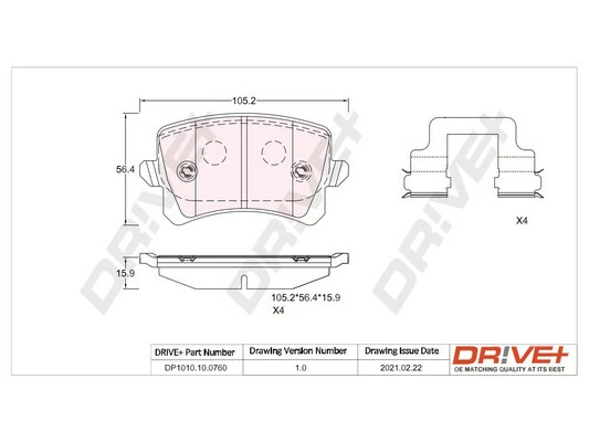 Dr!ve+ fékbetétkészlet, tárcsafék - DP1010.10.0760 - TothCarparts