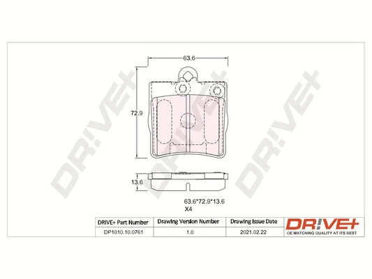 Dr!ve+ fékbetétkészlet, tárcsafék - DP1010.10.0761 - TothCarparts