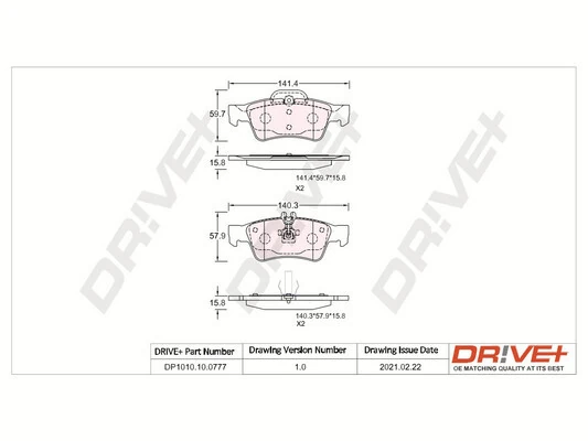 Dr!ve+ fékbetétkészlet, tárcsafék - DP1010.10.0777 - TothCarparts