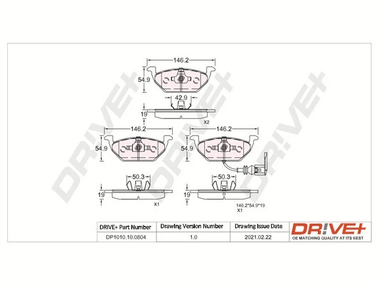 Dr!ve+ fékbetétkészlet, tárcsafék - DP1010.10.0804 - TothCarparts