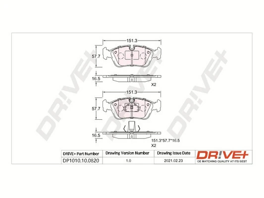 Dr!ve+ fékbetétkészlet, tárcsafék - DP1010.10.0820 - TothCarparts