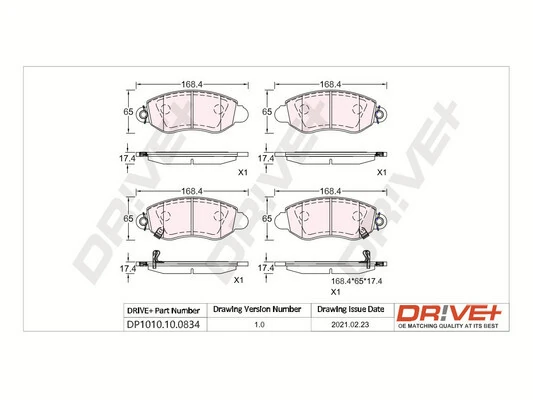 Dr!ve+ fékbetétkészlet, tárcsafék - DP1010.10.0834 - TothCarparts