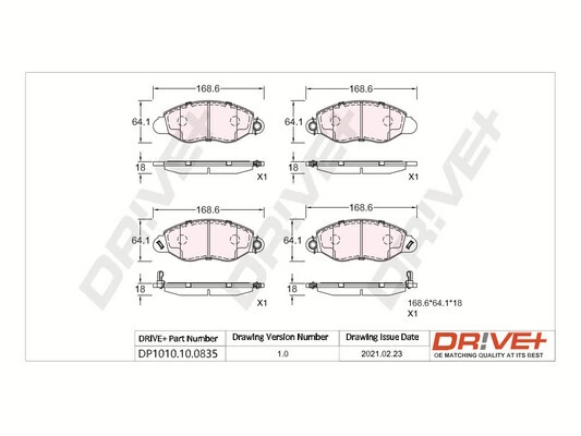 Dr!ve+ fékbetétkészlet, tárcsafék - DP1010.10.0835 - TothCarparts
