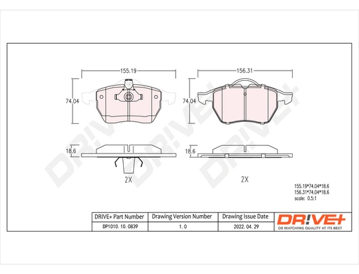 Dr!ve+ fékbetétkészlet, tárcsafék - DP1010.10.0839 - TothCarparts