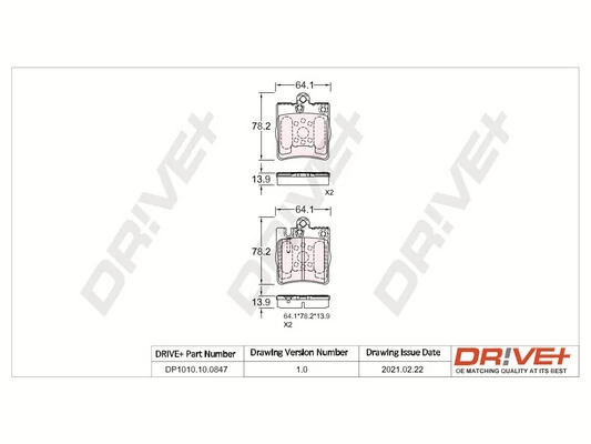 Dr!ve+ fékbetétkészlet, tárcsafék - DP1010.10.0847 - TothCarparts