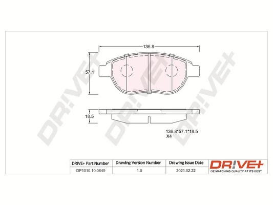 Dr!ve+ fékbetétkészlet, tárcsafék - DP1010.10.0849 - TothCarparts