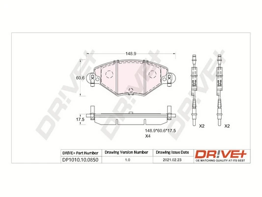 Dr!ve+ fékbetétkészlet, tárcsafék - DP1010.10.0850 - TothCarparts