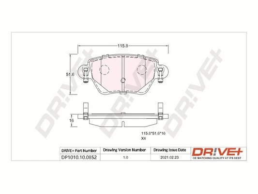 Dr!ve+ fékbetétkészlet, tárcsafék - DP1010.10.0852 - TothCarparts