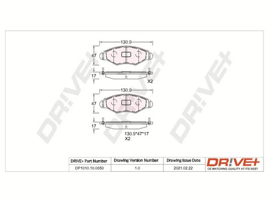 Dr!ve+ fékbetétkészlet, tárcsafék - DP1010.10.0859 - TothCarparts