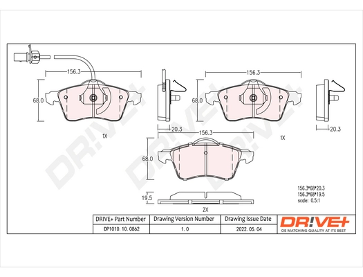 Dr!ve+ fékbetétkészlet, tárcsafék - DP1010.10.0862 - TothCarparts