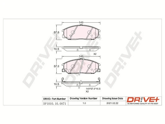 Dr!ve+ fékbetétkészlet, tárcsafék - DP1010.10.0871 - TothCarparts