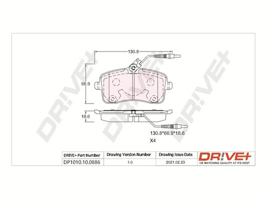Dr!ve+ fékbetétkészlet, tárcsafék - DP1010.10.0886 - TothCarparts