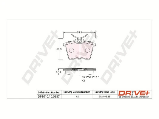 Dr!ve+ fékbetétkészlet, tárcsafék - DP1010.10.0887 - TothCarparts
