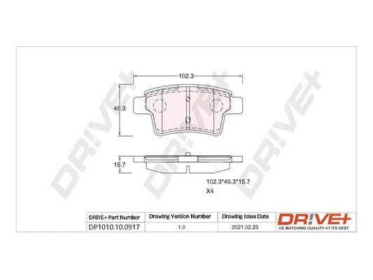 Dr!ve+ fékbetétkészlet, tárcsafék - DP1010.10.0917 - TothCarparts