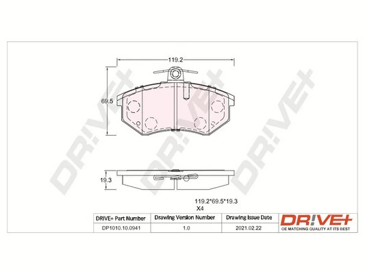 Dr!ve+ fékbetétkészlet, tárcsafék - DP1010.10.0941 - TothCarparts
