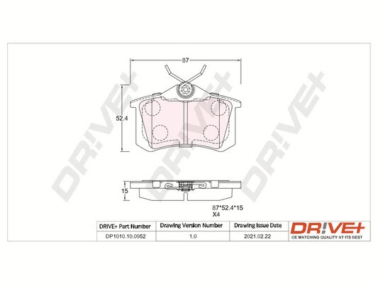 Dr!ve+ fékbetétkészlet, tárcsafék - DP1010.10.0952 - TothCarparts