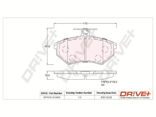 Dr!ve+ fékbetétkészlet, tárcsafék - DP1010.10.0963 - TothCarparts