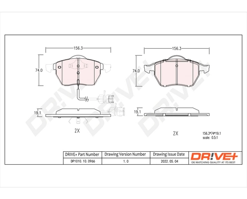 Dr!ve+ fékbetétkészlet, tárcsafék - DP1010.10.0966 - TothCarparts