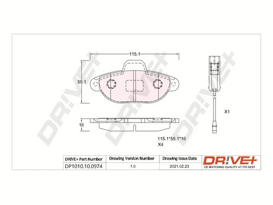 Dr!ve+ fékbetétkészlet, tárcsafék - DP1010.10.0974 - TothCarparts