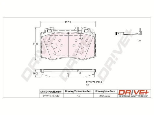 Dr!ve+ fékbetétkészlet, tárcsafék - DP1010.10.1052 - TothCarparts