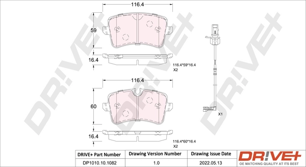 Dr!ve+ fékbetétkészlet, tárcsafék - DP1010.10.1082 - TothCarparts