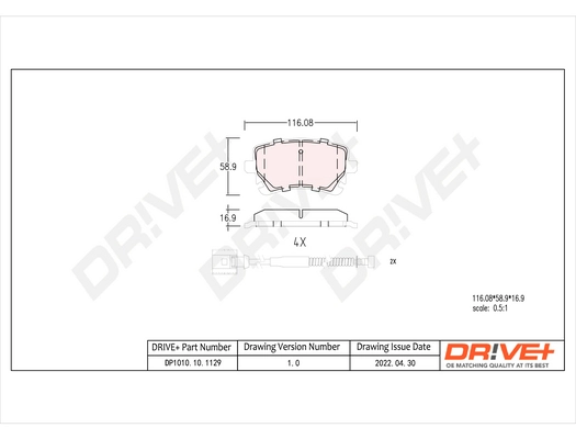 Dr!ve+ fékbetétkészlet, tárcsafék - DP1010.10.1129 - TothCarparts