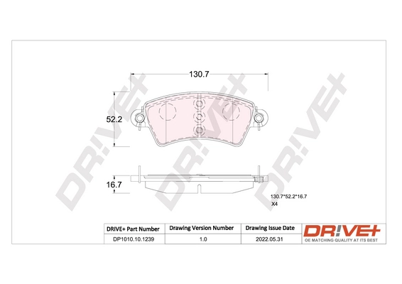 Dr!ve+ fékbetétkészlet, tárcsafék - DP1010.10.1239 - TothCarparts