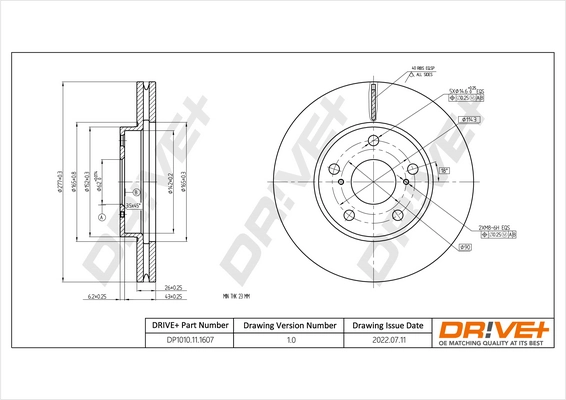 Dr!ve+ féktárcsa - DP1010.11.1607 - TothCarparts