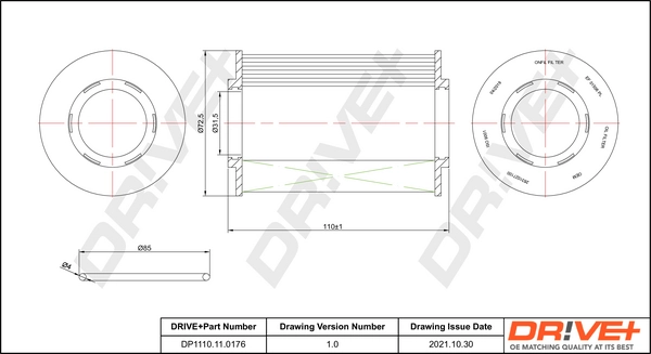 Dr!ve+ olajszűrő - DP1110.11.0176 - TothCarparts