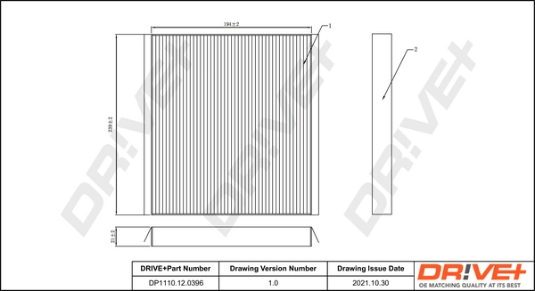 Dr!ve+ szűrő, utastér levegő - DP1110.12.0396 - TothCarparts