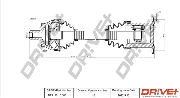 Dr!ve+ hajtótengely - DP2110.10.0031 - TothCarparts