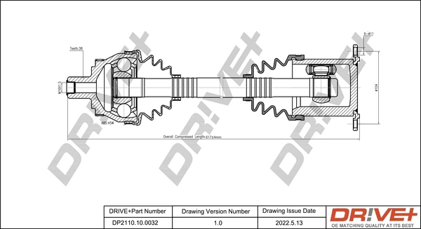 Dr!ve+ hajtótengely - DP2110.10.0032 - TothCarparts