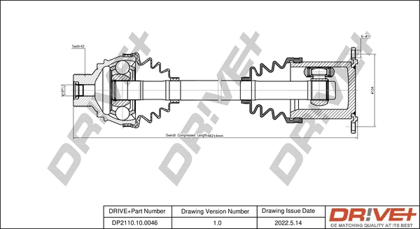 Dr!ve+ hajtótengely - DP2110.10.0046 - TothCarparts