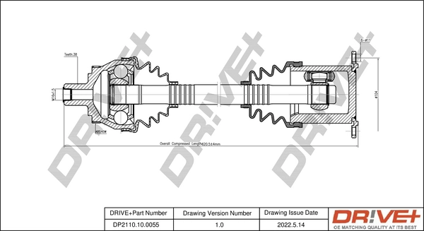 Dr!ve+ hajtótengely - DP2110.10.0055 - TothCarparts