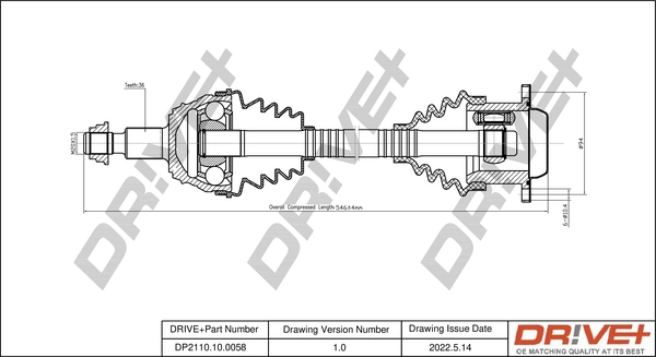Dr!ve+ hajtótengely - DP2110.10.0058 - TothCarparts