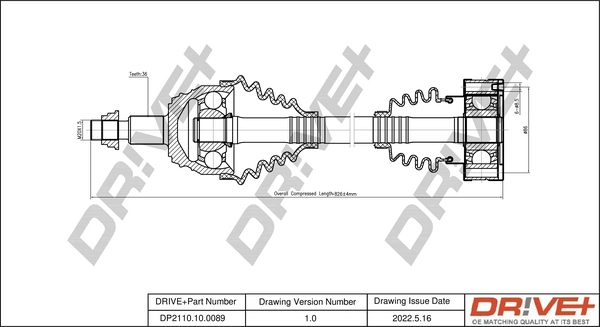 Dr!ve+ hajtótengely - DP2110.10.0089 - TothCarparts