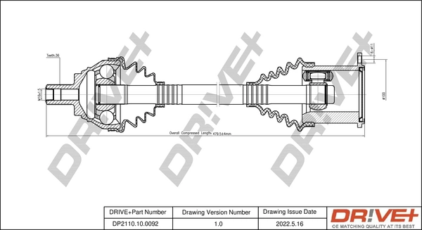 Dr!ve+ hajtótengely - DP2110.10.0092 - TothCarparts